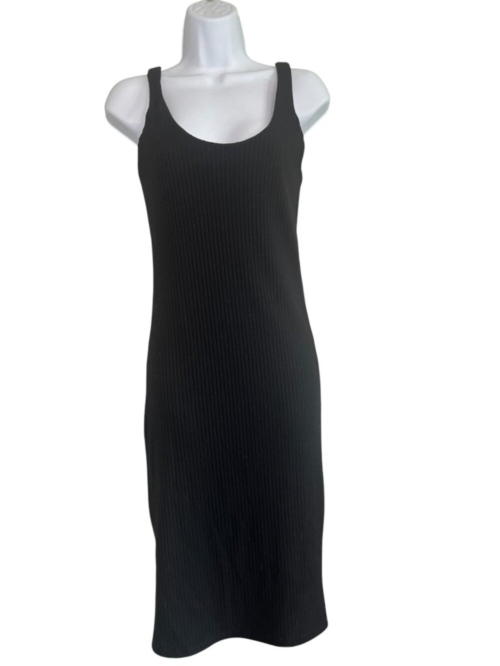 Forever 21 Black Ribbed Midi Dress with Built-in Bra
